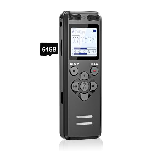72GB Registratore Vocale, Tonnlog Registratori Vocali Digitali Professionale Portatile con
