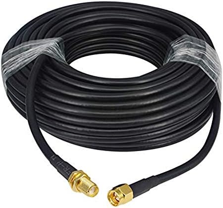 Kaunosta RG58 Coaxial Cable SMA Male to Female WiFi Antenna 50 Ohm Low-Loss Aerial 65.6FT / Use for Security Camera CB Ham Radio Broadcast Wireless Router Ethernet Power Cord Communication System 20M
