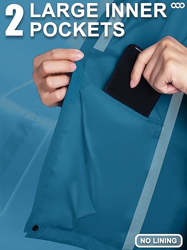 33,000ft Damen Wasserdichte Faltbar Regenjacke mit Kapuze, Leicht Atmungsaktive Windbreaker Jacke, Fahrradjacke für Frauen Fahrrad Sport Outdoorjacke, Petrol 3XL