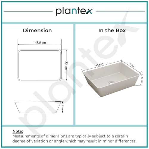 Image of Plantex Counter Top WashBasin for Bathroom /Granite Quartz Rectangle Tabletop Wash Basin /Vessel Sink Wash Basin Over Counter for Home /Restaurant (Grey Stone - 18 x 13 x 5 Inch)