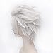 morvally Sea Witch Costume Wig for Women Girls Short Silver Grey Cosplay Wig Anime Layered Synthetic Hair Halloween Wigs for Adults