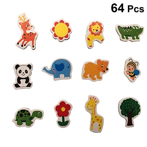 Ímã de geladeira de animais de desenho AMOSFUN criativo, fofo, engraçado, de madeira para decoração