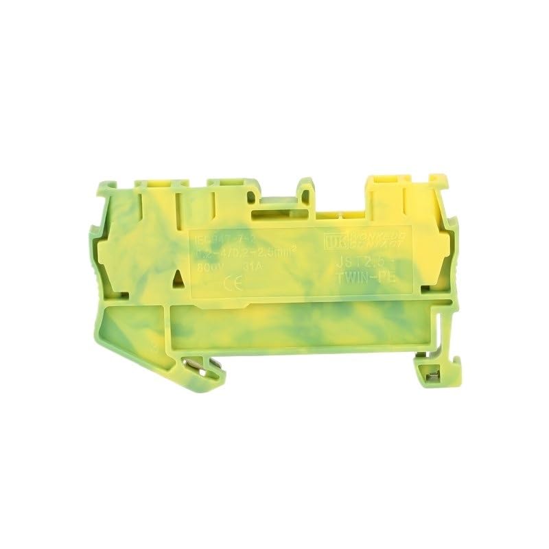 ST2.5-TW-PE Din Rail Ground Wire Connector for 2.5mm² 3 Connections Spring Terminal Block 5Pcs(5 Pcs)