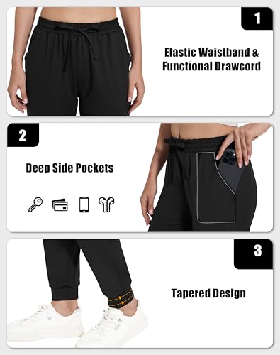 4 Pack Women's Joggers Sweatpants with Pockets Lightweight Quick Dry Yoga Pants for Lounge Gym Workout4