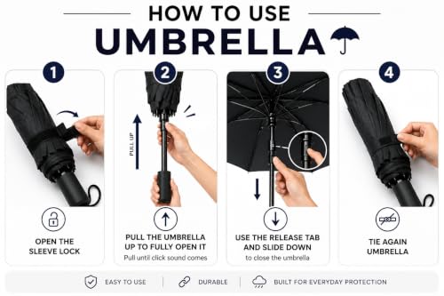 Image of 3 Fold Effortless Open & Close Umbrella for Rain & Sun Protection | SPF100++ UV Protection | Portable Foldable Umbrella for Travel | 43 Inch Wide Canopy, Windproof Auto Open Close Umbrellas