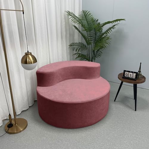 Genérico Sillón Redondo, sofá pequeño, sillón Individual sin Patas, para Sala de Estar, Dormitorio, salón, Sala de Lectura (Red Bean Paste Powder)