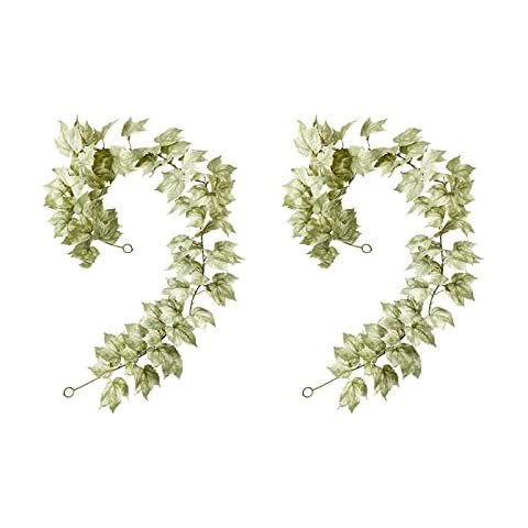 NIUXICH 2pcs Artificial Grape Leaves Vine,Fake Grape Vines Greenery Garland,Artificial Ivy Garland Fake Ivy Vines Greenery Leaf for Home Room Garden Wedding Garland Outside Decoration Cover