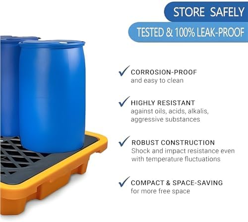 Leakproof Modular Spill Containment Pallet - Stackable Polyethylene Paint Bucket Tray, 17L, Perfect for Safe Shipping & Waste Management, 50x36x10cm