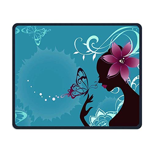 Preisvergleich Produktbild Girl Butterfly Comfortable Rectangle Rubber Base Mousepad Gaming Mouse Pad