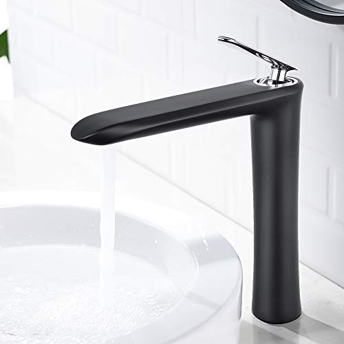 Yohom Vessel Sink Faucet Matte Black Tall Bathroom Sink Faucet Single Handle Bowl Basin Mixer Tap One Hole Lavatory Vanity Sink Faucets Brass