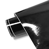 Gloss Black Vinyl Wrap for Cars, Self Adhesive Car Wrap Vinyl Roll with Air Release Automotive Vinyl Wraps Auto Sticker Decal Interior Exterior (Gloss Black, 1ft x 10ft)