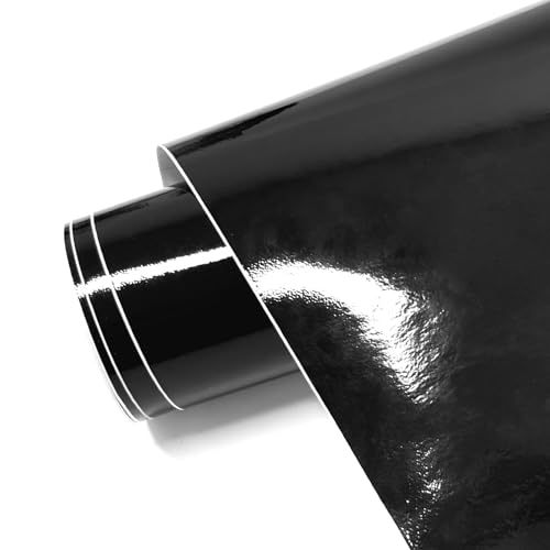 Gloss Black Vinyl Wrap for Cars, Self Adhesive Car Wrap Vinyl Roll with Air Release Automotive Vinyl Wraps Auto Sticker Decal Interior Exterior (Gloss Black, 1ft x 10ft)