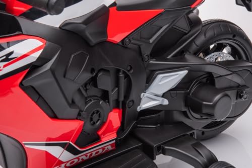 Kinder Elektro Motorrad CBR 1000RR, Kindermotorrad 12V Kinderfahrzeug Elektrofahrzeug mit 2 abnehmbaren Stützrädern für Kinder ab 3 Jahre (Rot) – Bild 6