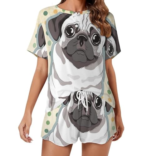 Ensemble pyjama carlin femme manches courtes idée cadeau vêtement de nuit