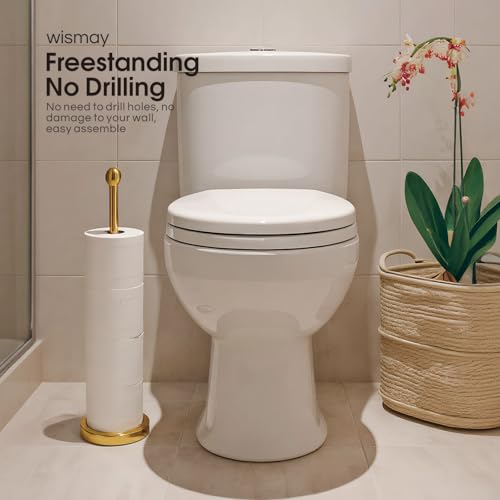 Toilet Paper Holder Stand for 4 or 5 Rolls, Freestanding Tissue Roll Holder, Stainless Steel (Gold), Perfect - Image 3