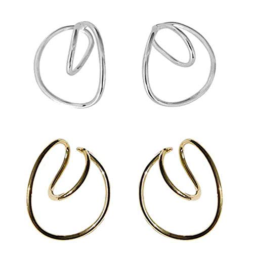 Preisvergleich Produktbild KShiJ 2pcs Personality Hooping Ohrmanschette, Geometrie Ohrring Ohrclip, Ohrclips Non Piercing Ohrringe Hoop Ohrmanschetten Helix Knorpel Ohrclips Set Für Frauen Männer Zubehör