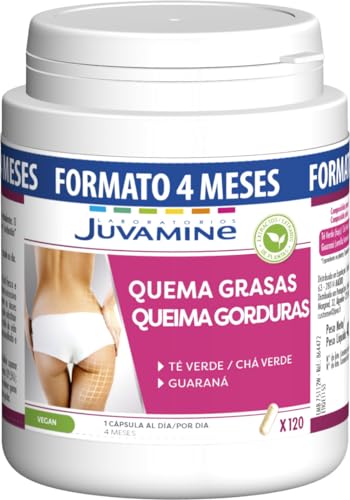 JUVAMINE - Quema Grasas - 120 Comprimidos - Formato Maxi - 4 Meses - Complemento Alimenticio - Control de Peso - Ayuda al Metabolismo - Té verde - Guaraná