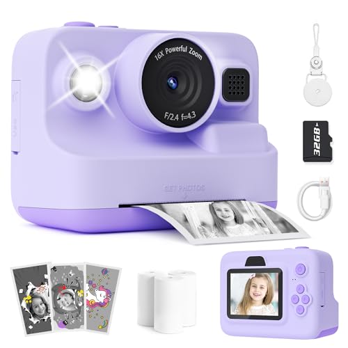 Manttely Kids Camera Instant Print, Christmas Birthday Gifts for Girls Boys Age 3-12, 2.4' Screen...