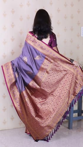 Image of SGF11 Women's Kanjivaram Pure Soft Silk Saree With Blouse Piece