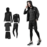 [Ademe] メンズ トレーニングウェア スポーツウェア 長袖 半袖 加圧インナー 上下セット コンプレッショントップス スポーツウェ 姿勢矯正 ランニングシャツ 4点セット グレ