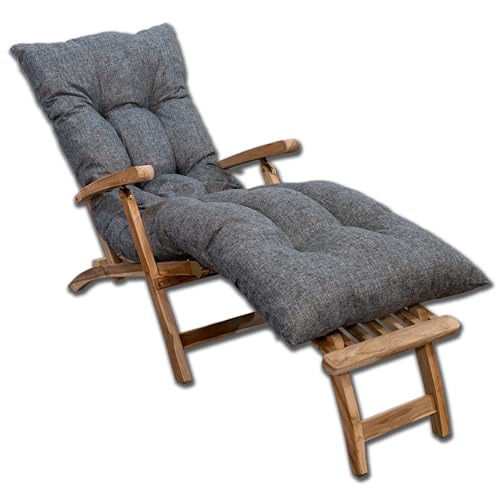 bananair - Bananair - Coussin Bain de Soleil Chaise Longue - Épais, Très Confortable, Design Matelassé - Fabriqué en France - Matelas Transat avec Scratchs, Facile à Installer (185x60x15 cm, Gris)