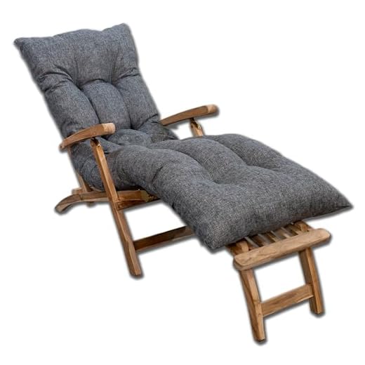 bananair - Sun Lounger Cushion Only - Thick, Comfortable, Quilted Design, Generously Foam Filled - Made in France - Sunbed Cushion for Garden Furniture, Easy to Install (185x60x15 cm, Grey)