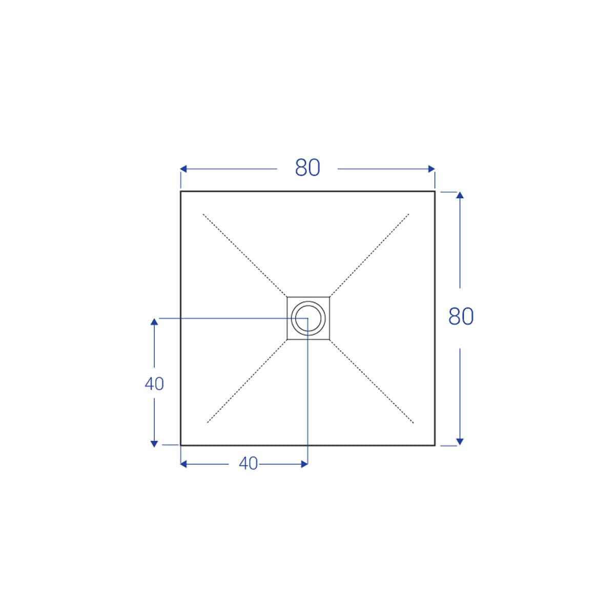 Yellowshop - Piatto doccia quadrato marmoresina 80x80 o 90x90 cm h 2,5 cm HEAVY Antracite con sifone, piletta e copripiletta inox (80x80 cm)