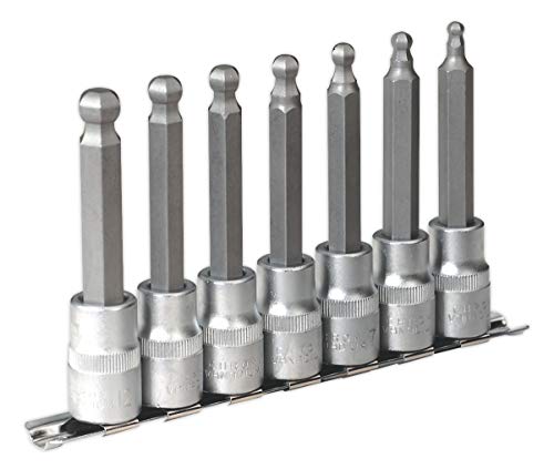 Sealey Ak622 Hex Ball-End Socket Bit Set 7Pc 100Mm 1/2Sq Drive Metric