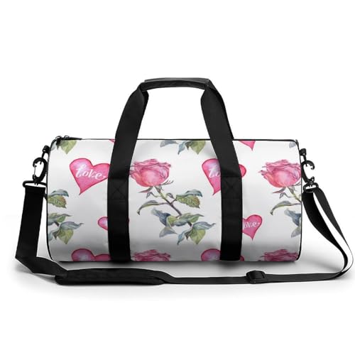 Sac de voyage fleur rose et amour pour camping randonnée et escapades de week-end