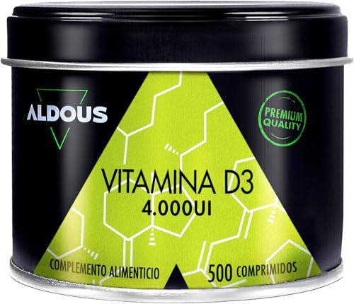 Vitamina D3 4000 UI máxima dosis | 500 comprimidos | Vitamina D Colecalciferol | Vitaminas para el sistema inmunitario y defensas | Para Músculos y Huesos | Mejora absorción Calcio | Para más de 1 Año