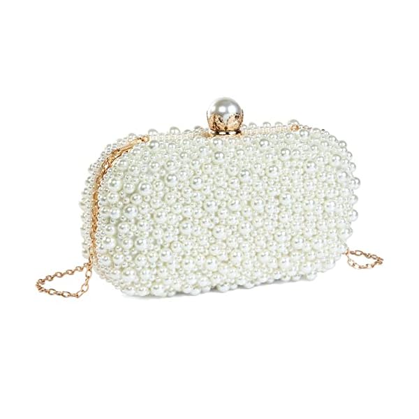 YYIHER Women's Evening Handbags Pearl Clutch Purse Beaded bag Bridal Clutch wedding Purse