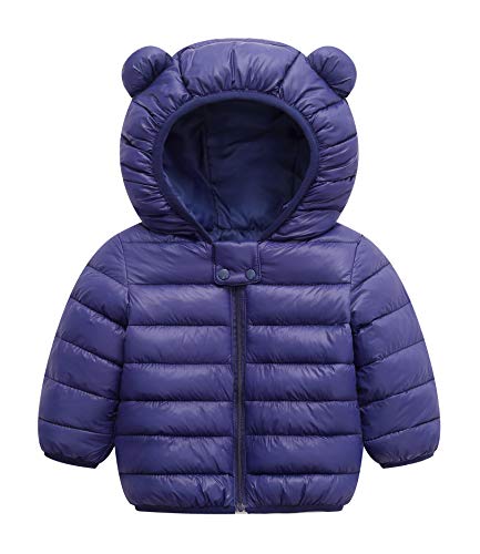 Vinesen Newborn Baby Puffer Jacket Winter Warm Cotton Padded Jackets Kid Bear Ears Hooded Coat 3-4 T Navy Blue