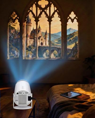Image of Window Projector for Reading, 4k Fantasy Window Projector Pre-Installed App for Instant Fantasy Scenes, Mini Projector with Wifi & Bluetooth 210° Rotation & Speaker , ±15° Auto Correction (White)