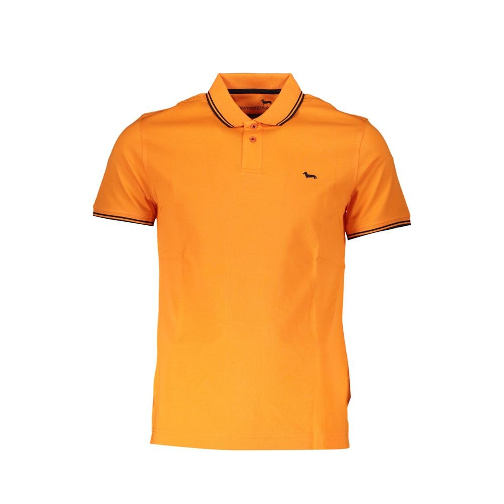 Harmont & BlaineSleek Summer Slim-Fit Polo Men's Shirt Orange, Medium
