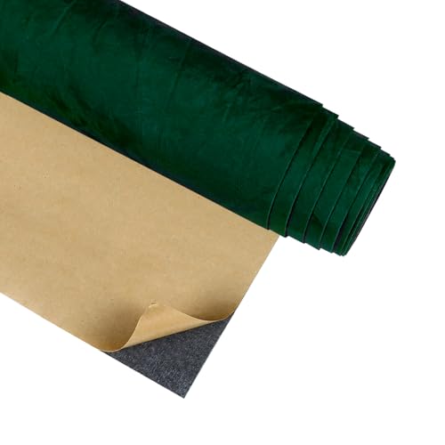 CRE8TIVE Papel pintado de tela de terciopelo verde vintage, papel de contacto autoadhesivo, extraíble, color verde oscuro, para muebles, manualidades, para sala de estar, armario, 30 cm x 200 cm
