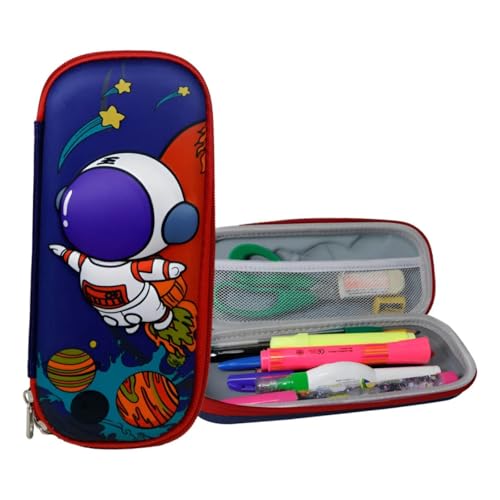 Estojo De Lápis Infantil Com Desenho De Unicórnio/Astronauta 3D (Azul, Estojo De Lápis Infantil Com Desenho De Astronauta 3D)
