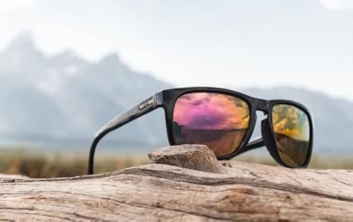 Optic Nerve - 2022 Premium & Affordable Polarized Wood Wrap-Around Rectangle Sunglasses For Men/Women, Ziggy Edition With Matte Vertical Driftwood Demi Frame/Grey Lens #TOP2