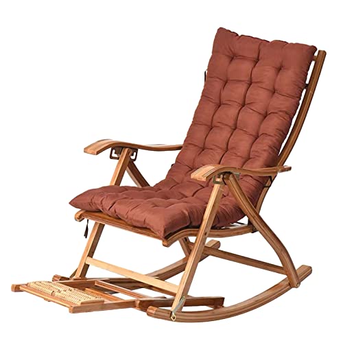 GOGUANG HAIYU- Silla Mecedora de Madera, Sillón Reclinable Plegable Tumbona para Exteriores con Respaldo Ajustable en 5 Posiciones, Sillón Relajante para Jardín Terraza, Carg(Color:Silla+Cojín)