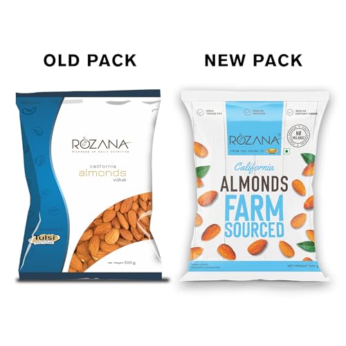 Image of Tulsi Rozana Value California Almonds 500g | Whole Almond | Badam Giri | Rich in Protein | High in Fiber | Good for Health | Loaded with Antioxidants | Nuts & Dry Fruits | Healthy Nuts