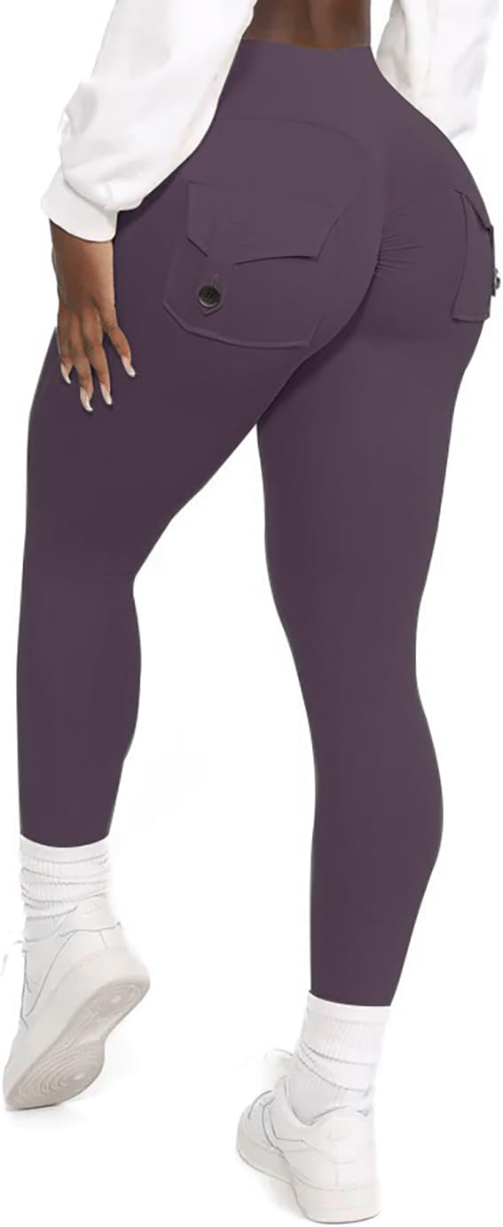 Pocket Scrunch Butt Leggings for Women Buttery Soft High Waisted Booty Tights Workout Gym Yoga Pants
