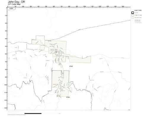 ZIP Code Wall Map of John Day, OR ZIP Code Map Laminated: Amazon.com ...