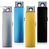 4 Stück Sturmfeuerzeug Elektronisches Feuerzeug: Winddicht Elektrisch Feuerzeug mit USB-Anschluss, Doppelte Zündung, Flammenloses Sturmfeuerzeug, USB Lighter Wiederaufladbar (Ohne Gas)​​