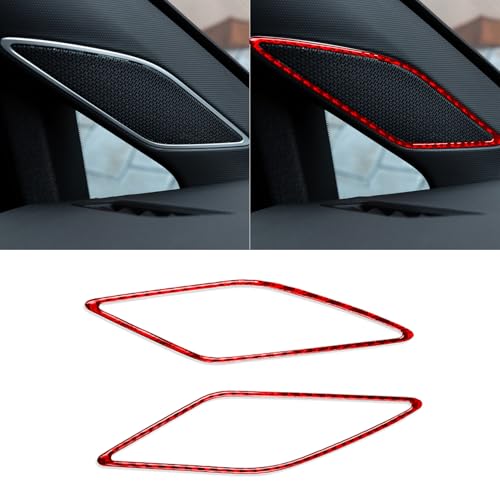 PJFUS Car Inner A-Pillar Loudspeaker Horn Speaker Frame Decoration Sticker Compatible with Volkswagen VW Golf (Mk8)/Golf VIII 8th Gen 2021 2022 2023 Real Carbon Fiber Auto Interior Accessories Red