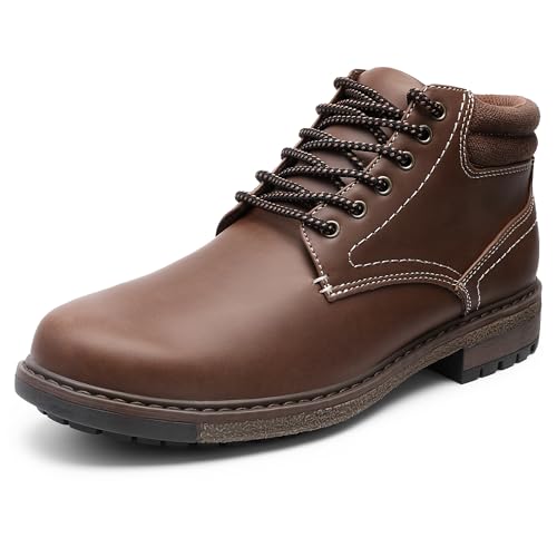 festooning Men's Casual Boots,Ankle Boots for Men,Dress Loafer Classic Shoes for men,With Waterproof Slip Resistant LightBrown Size 12