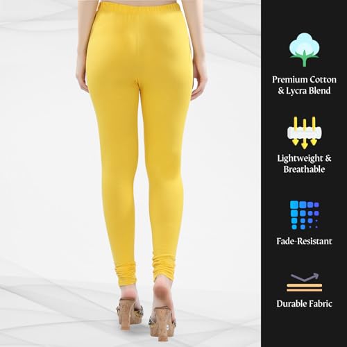 Image of TRASA Ultra Soft Cotton 4 Way Stretchable Churidar Solid Regular and Plus 20 Colours Leggings for Womens and Girls -Sizes :-M, L, XL, 2XL, 3XL, 4XL, 5XL, 6XL