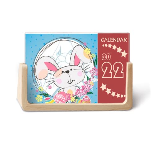 Calendrier de bureau 2022 mignon avec lapins de Pâques pour organiser l'année