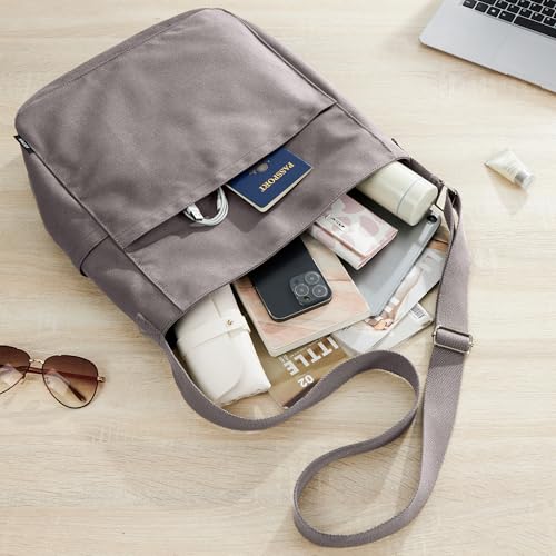 Image of KALIDI Canvas Tote Bag Zipper Large Crossbody Shoulder Bag Messenger Bag