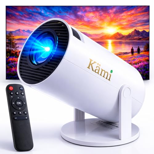 Kämi Mini Vidéoprojecteur 4K 1080P | Modèle Portable WiFi Bluetooth | Projecteur vidéo HD Android 11 | Rétroprojecteur Maison | Système Home Cinéma...