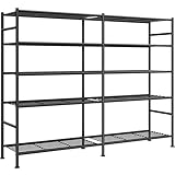 Sakugi Storage Shelves - 5-Tier Heavy Duty Garage Shelving Units with Leveling Feet & Wall Anchor, Large-Capacity Metal Shelf for Garage, Pantry, Kitchen, 59.1' x 15.7' x 69.2', Black