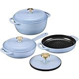 COMPLETE COORDINATED COLLECTION: Makes your kitchen feel curated, cohesive, and display-worthy-bringing style and unity to your space whether you're cooking or simply showing it off. STOVETOP-TO-OVEN VERSATILITY + HIGH-HEAT RETENTION: Sear, saute, ba...